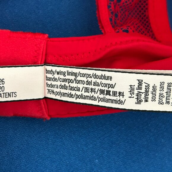 Victoria Secret Women T Shirt Lightly Lined Wireless Bra Size 32DD Red Racerback - Picture 11 of 16